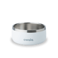 Pet Bowl 3-cup in Shy Marshmallow; matte white cup exterior with stainless steel interior rim and gray Owala logo on front